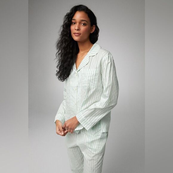 BEDHEAD Mint 3D Stripe Woven Cotton Sateen Pajama Set - Picture 2 of 16